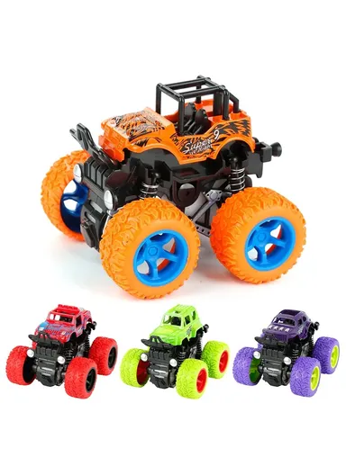 All-Terrain Monster Toy Trucks 4WD Inertia Drive with Shockproof Springs &amp; Durable Rubber Wheels for Kids