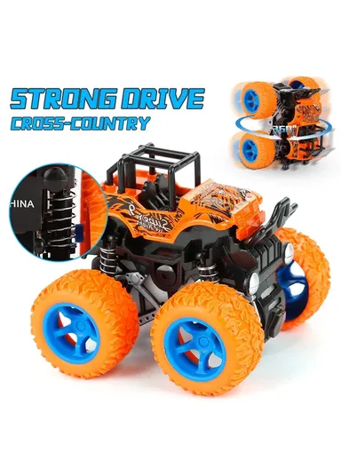 All-Terrain Monster Toy Trucks 4WD Inertia Drive with Shockproof Springs &amp; Durable Rubber Wheels for Kids