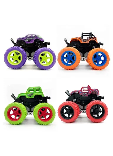 All-Terrain Monster Toy Trucks 4WD Inertia Drive with Shockproof Springs &amp; Durable Rubber Wheels for Kids