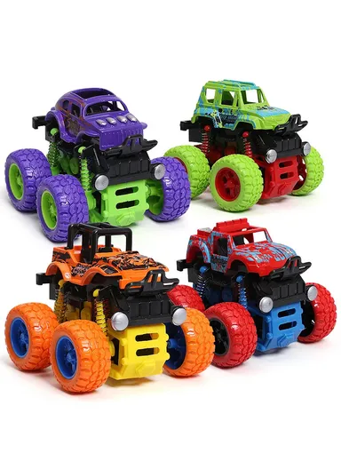 All-Terrain Monster Toy Trucks 4WD Inertia Drive with Shockproof Springs &amp; Durable Rubber Wheels for Kids