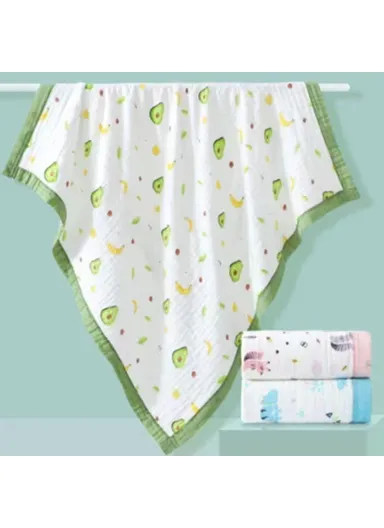 110x110cm Baby Bath Towel Six-layer Gauze Infant Wrap Blanket Cotton Cover Blanket - Carrot Rabbit