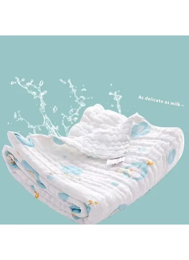 110x110cm Baby Bath Towel Six-layer Gauze Infant Wrap Blanket Cotton Cover Blanket - Panda