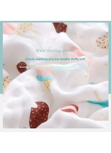 110x110cm Baby Bath Towel Six-layer Gauze Infant Wrap Blanket Cotton Cover Blanket - Bear