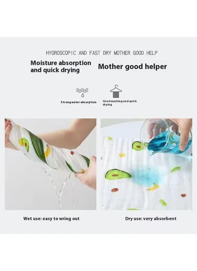 110x110cm Baby Bath Towel Six-layer Gauze Infant Wrap Blanket Cotton Cover Blanket - Bear