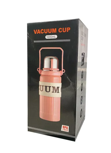 1000ml Large Capacity SS-304 Thermos Vacuum Bottle Portable Handheld Drinking Kettle Outdoor 5191 (D9 x H32)cm - Black