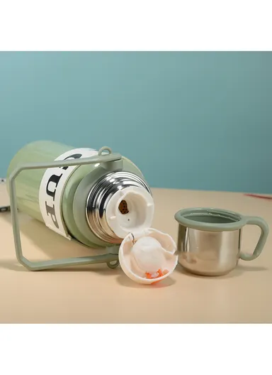 1000ml Large Capacity SS-304 Thermos Vacuum Bottle Portable Handheld Drinking Kettle Outdoor 5191 (D9 x H32)cm - Green