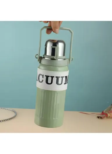 1000ml Large Capacity SS-304 Thermos Vacuum Bottle Portable Handheld Drinking Kettle Outdoor 5191 (D9 x H32)cm - Green