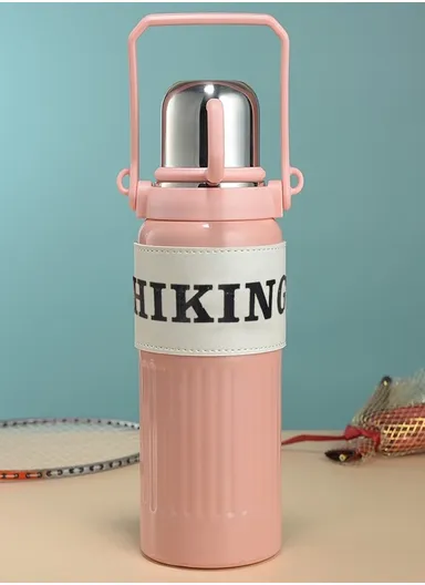 1000ml Large Capacity SS-304 Thermos Vacuum Bottle Portable Handheld Drinking Kettle Outdoor 5191 (D9 x H32)cm - Pink