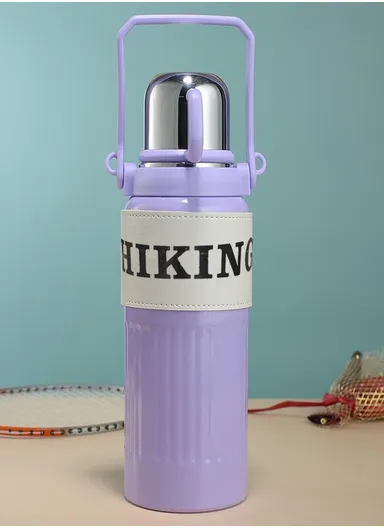 1000ml Large Capacity SS-304 Thermos Vacuum Bottle Portable Handheld Drinking Kettle Outdoor 5191 (D9 x H32)cm - Purple