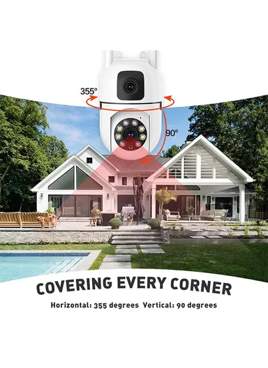 Dual-Screen 2.0MP+2.0MP Dual-Lens WiFi IP PTZ Surveillance Camera With With Color Night Vision,Type-C Interface, 2-Way Talk, Motion Tracking, Voice Alarm &amp; Picture Push (App: V380 Pro) (E27A75L)