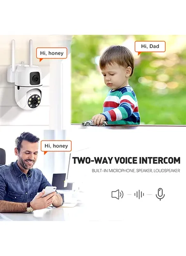 Dual-Screen 2.0MP+2.0MP Dual-Lens WiFi IP PTZ Surveillance Camera With With Color Night Vision,Type-C Interface, 2-Way Talk, Motion Tracking, Voice Alarm &amp; Picture Push (App: V380 Pro) (E27A75L)