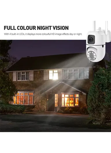 Dual-Screen 2.0MP+2.0MP Dual-Lens WiFi IP PTZ Surveillance Camera With With Color Night Vision,Type-C Interface, 2-Way Talk, Motion Tracking, Voice Alarm &amp; Picture Push (App: V380 Pro) (E27A75L)