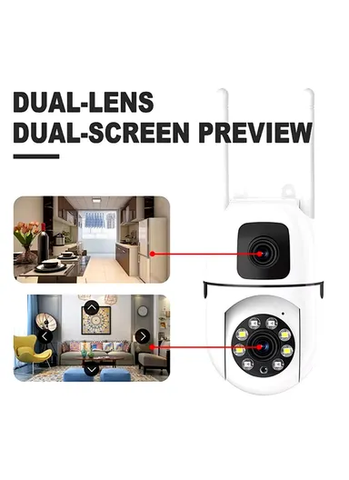 Dual-Screen 2.0MP+2.0MP Dual-Lens WiFi IP PTZ Surveillance Camera With With Color Night Vision,Type-C Interface, 2-Way Talk, Motion Tracking, Voice Alarm &amp; Picture Push (App: V380 Pro) (E27A75L)