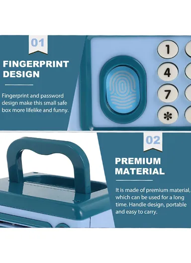 Children Piggy Bank Toy Fingerprint Face Recognition &amp; Password Protection With Music Sound Paper Money Treasure Box Educational Toys (L14 x W14 x H19)cm - Red