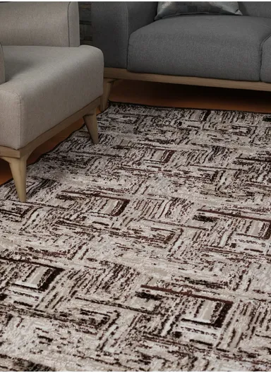 200x100cm Silk Thread Carpet - Beige &amp; Brown