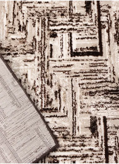 200x100cm Silk Thread Carpet - Beige &amp; Brown