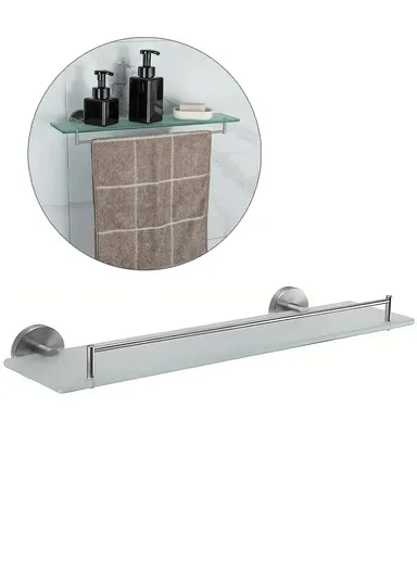 Wall-Mounted Under Mirror Glass Shelf for Bathroom F30107 (W50 x D13)cm