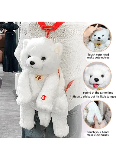 Dog Plush Singing Backpack, Learn To Talk &amp; Barks Funny Bag For Boy Girl (L30 x W20 x H45)cm