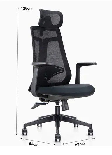 Ergonomic Office Chair, Desk Chair with Tilt Angle Adjustment, Lumbar Support, Position Locking Mechanism, Adjustable Height &amp; Headrest Adjustment 6230A (W67 x D65 x H125-115)cm - Black