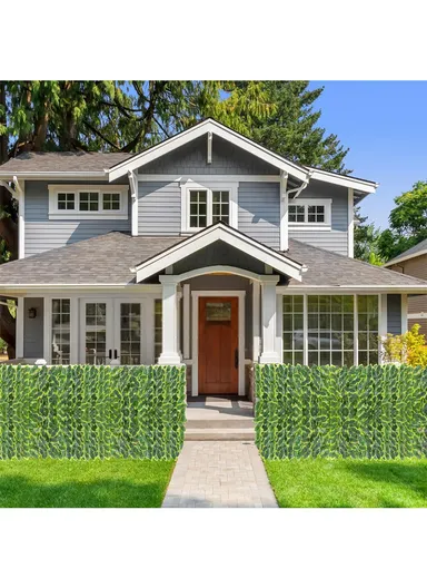 (W3 x H1)m Expandable Trellis Fence, Retractable Hedge With Artificial Green Radish Leaves For Indoor &amp; Outdoor