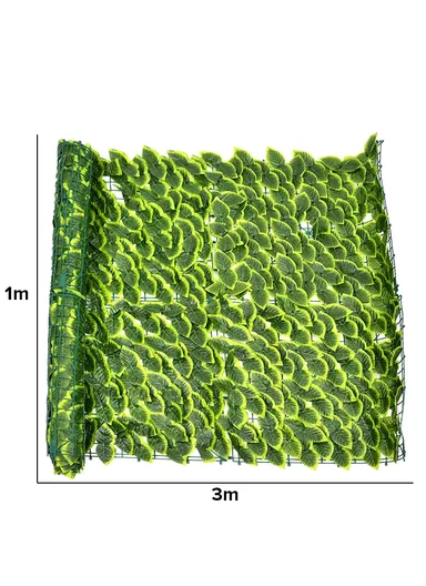 (W3 x H1)m Expandable Trellis Fence, Retractable Hedge With Artificial Green Radish Leaves For Indoor &amp; Outdoor