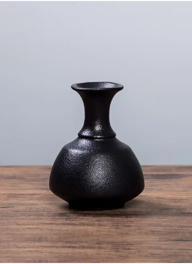 Hight-Quality Ceramic Vase Decorative Design Vase For Living Room, Table Modern Vase (D8.5 x H11)cm - Black