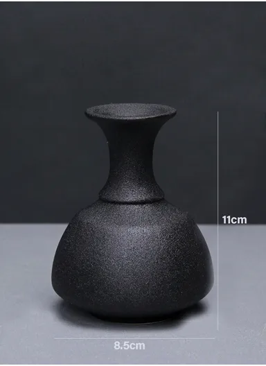 Hight-Quality Ceramic Vase Decorative Design Vase For Living Room, Table Modern Vase (D8.5 x H11)cm - Black