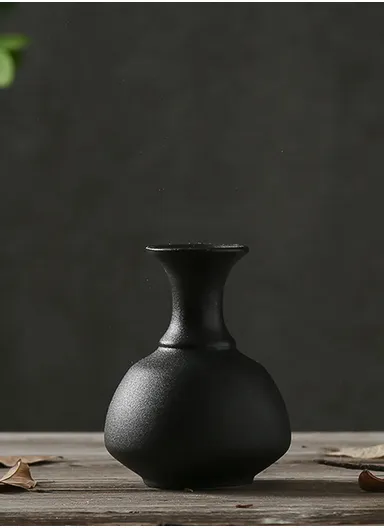 Hight-Quality Ceramic Vase Decorative Design Vase For Living Room, Table Modern Vase (D8.5 x H11)cm - Black