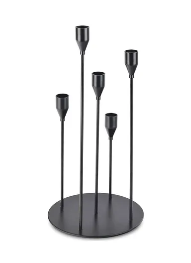 Candle Holder Stylish European Style Wedding Decoration Skinny Candle Holders Holiday Dinner Party Home Decor (L37 x W18)cm - Black