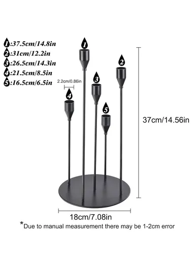 Candle Holder Stylish European Style Wedding Decoration Skinny Candle Holders Holiday Dinner Party Home Decor (L37 x W18)cm - Black