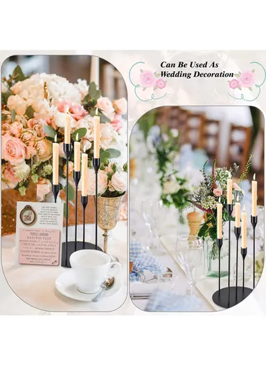 Candle Holder Stylish European Style Wedding Decoration Skinny Candle Holders Holiday Dinner Party Home Decor (L37 x W18)cm - Black