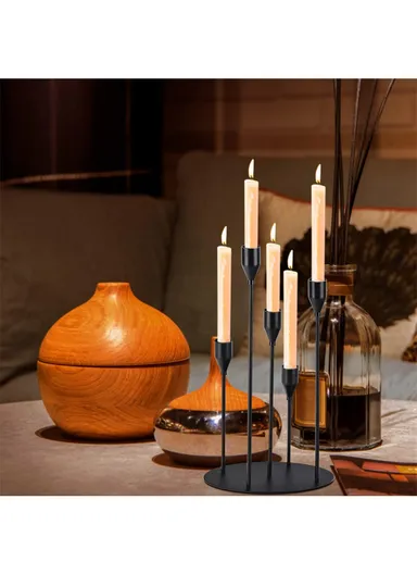 Candle Holder Stylish European Style Wedding Decoration Skinny Candle Holders Holiday Dinner Party Home Decor (L37 x W18)cm - Black
