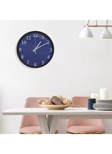 30cm Silent Battery-Operated Wall Clock Stylish Design, Creative &amp; Ideal for Home 667L - Blue &amp; Silver 