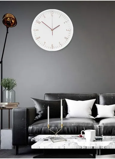 30cm Fashion &amp; Decorative Silent Round Wall Clock Battery Operated For Home, Office - White