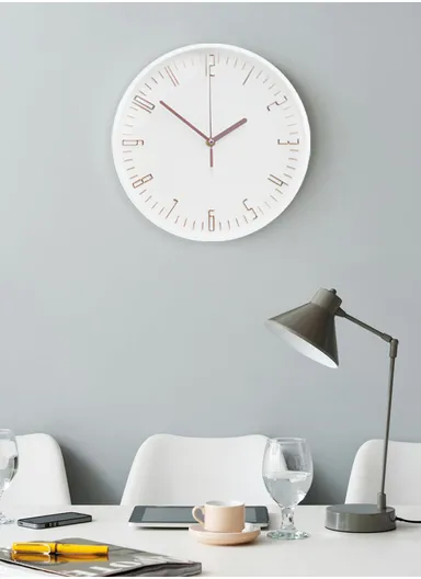 30cm Fashion &amp; Decorative Silent Round Wall Clock Battery Operated For Home, Office - White