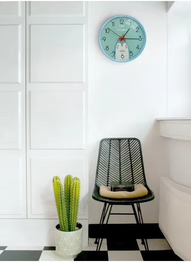 30cm Kid-Friendly Wall Clock Vibrant Cartoon Design, Battery-Operated, Perfect for Children's Rooms and Classrooms 8011DW - Blue