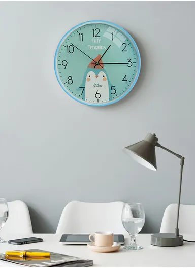 30cm Kid-Friendly Wall Clock Vibrant Cartoon Design, Battery-Operated, Perfect for Children's Rooms and Classrooms 8011DW - Blue