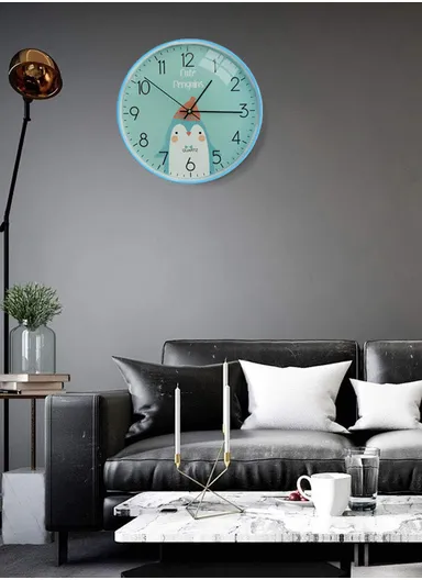 30cm Kid-Friendly Wall Clock Vibrant Cartoon Design, Battery-Operated, Perfect for Children's Rooms and Classrooms 8011DW - Blue