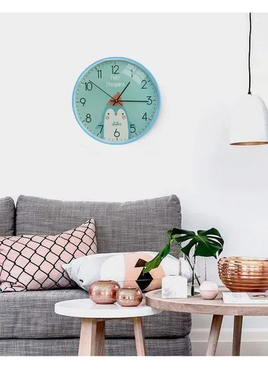 30cm Kid-Friendly Wall Clock Vibrant Cartoon Design, Battery-Operated, Perfect for Children's Rooms and Classrooms 8011DW - Blue