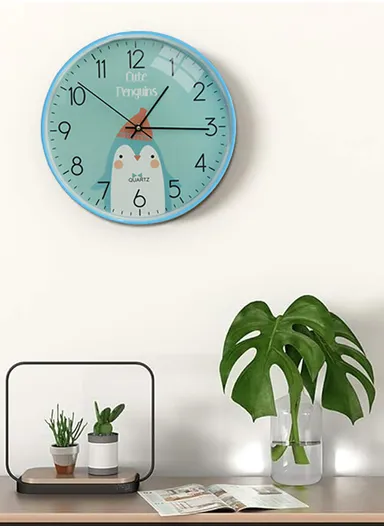 30cm Kid-Friendly Wall Clock Vibrant Cartoon Design, Battery-Operated, Perfect for Children's Rooms and Classrooms 8011DW - Blue