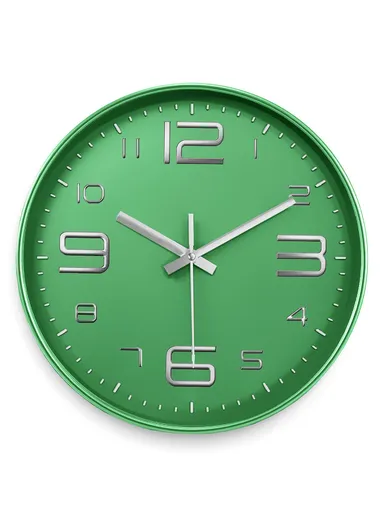30cm Modern Minimalist Battery-Operated Wall Clock Stylish Design with Durable Plastic Frame 8012Y - Green