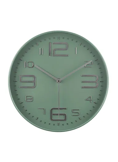 30cm Modern Minimalist Battery-Operated Wall Clock Stylish Design with Durable Plastic Frame 8012Y - Green &amp; Silver