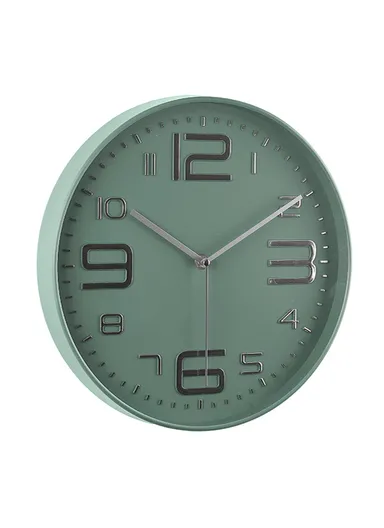 30cm Modern Minimalist Battery-Operated Wall Clock Stylish Design with Durable Plastic Frame 8012Y - Green &amp; Silver