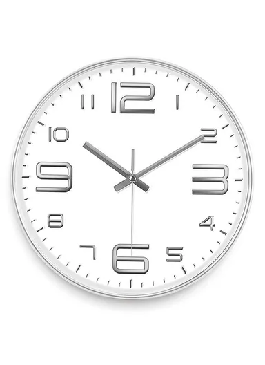 30cm Modern Minimalist Battery-Operated Wall Clock Stylish Design with Durable Plastic Frame 8012Y - White