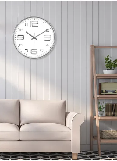 30cm Modern Minimalist Battery-Operated Wall Clock Stylish Design with Durable Plastic Frame 8012Y - White