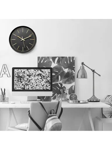 30cm Modern Minimalist Wall Clock Stylish, Battery-Operated 8015B - Black