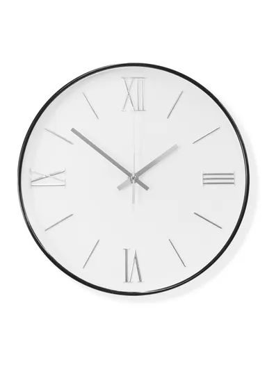 30cm Modern Decorative Wall Clock Stylish, Durable &amp; Battery Efficient 8022Y - Black &amp; White