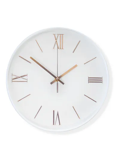 30cm Modern &amp; Stylish Wall Clock Elegant Plastic Frame, Battery Operated, Ideal for Home &amp; Office Decor 8022M - White