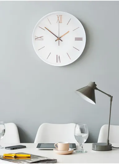 30cm Modern &amp; Stylish Wall Clock Elegant Plastic Frame, Battery Operated, Ideal for Home &amp; Office Decor 8022M - White