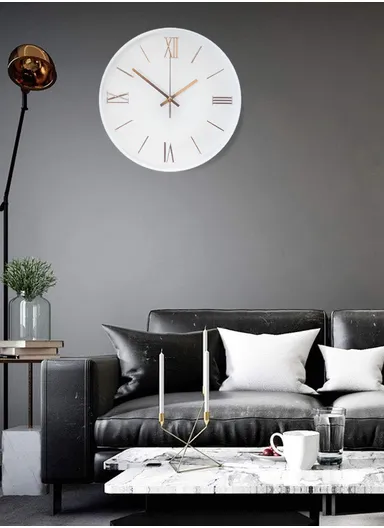 30cm Modern &amp; Stylish Wall Clock Elegant Plastic Frame, Battery Operated, Ideal for Home &amp; Office Decor 8022M - White